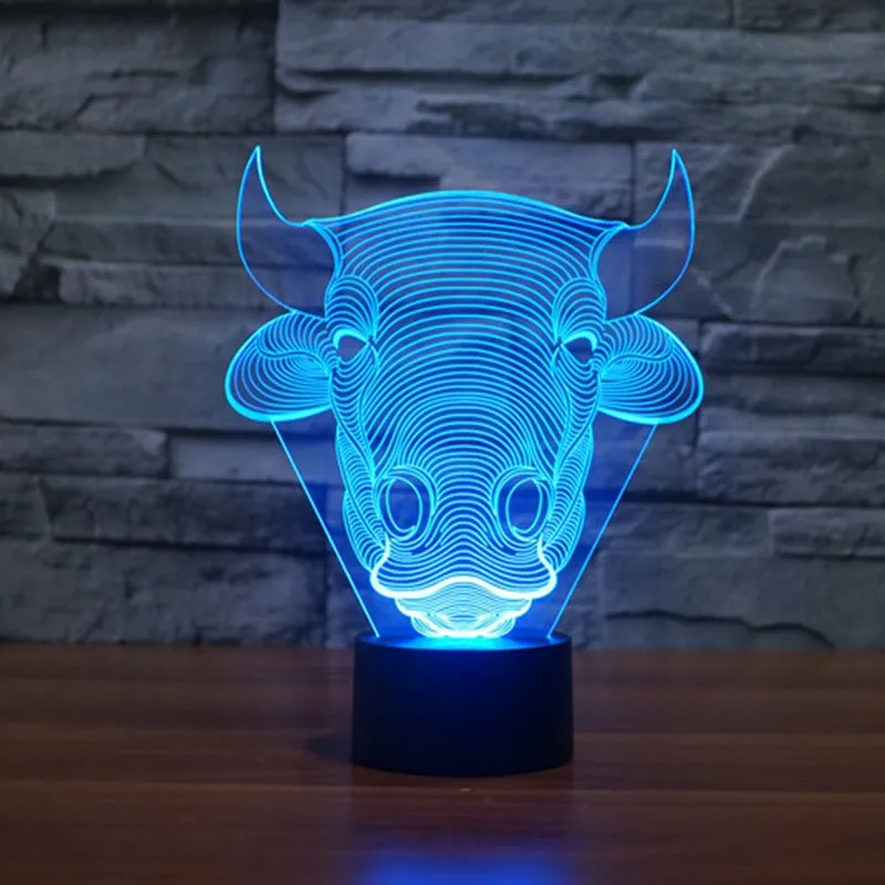 Bull 3D ночь светодиодная настольная Лампы для мотоциклов для детской комнаты led Освещение для подарков