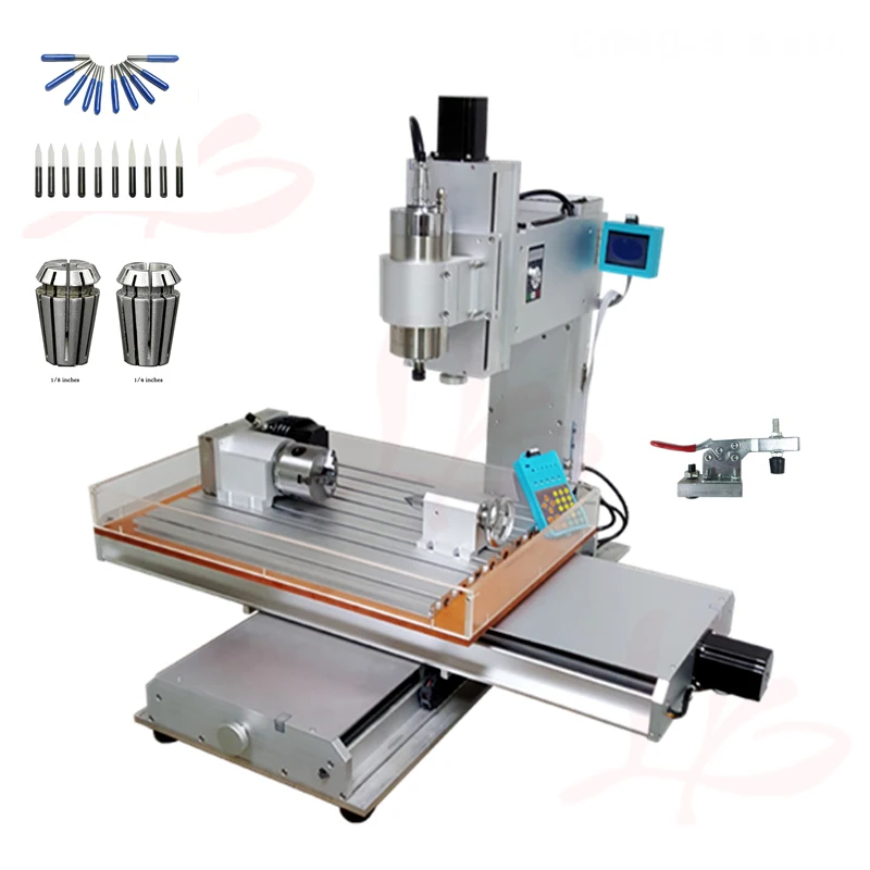 4 axis Mini CNC router 6040 pillar type metal engraving milling machine