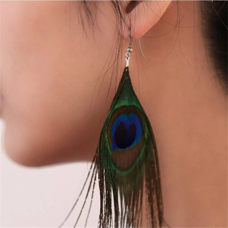 1 пара длинные висячие серьги с перьями павлина|earrings for|dropping earrings for womendrop |