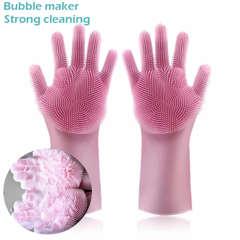 Multi Function Heat resistant Cleaning Brush Silicon Dishes Gloves