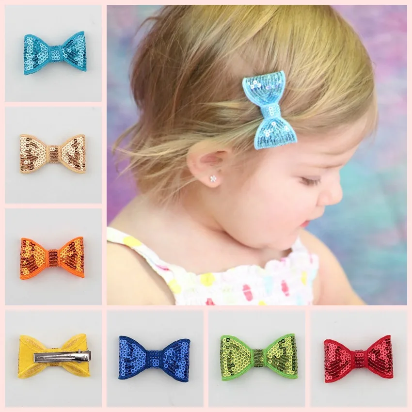 10pcs/lot Children Hair Accessories Girls Lovely Sequins Bow Barrettes