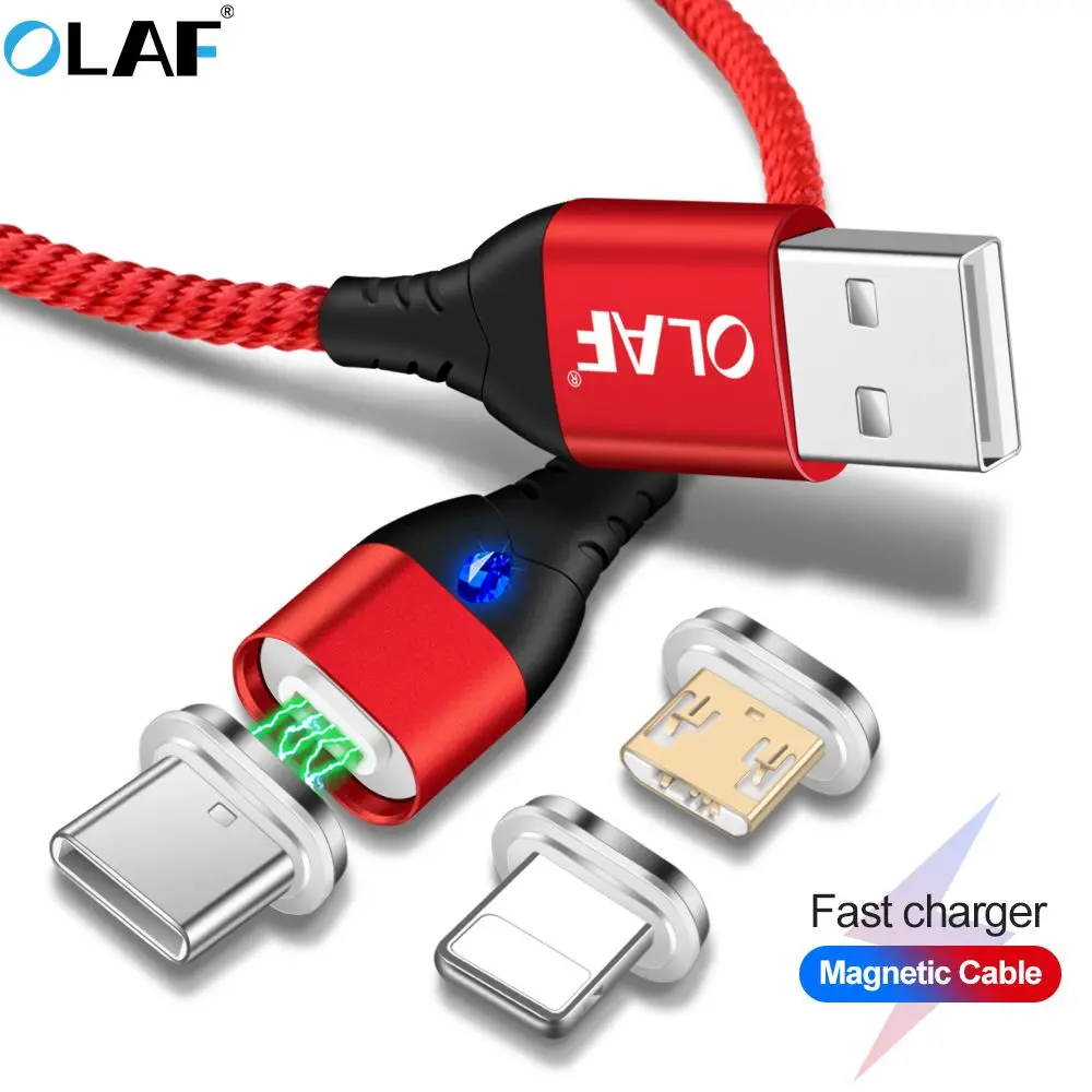 

OLAF 3A LED Magnetic Magnet USB Type C Cable for Samsung Galaxy S9 S8 A5 Fast Charging Data Cable for Huawei P20 Pro Xiaomi Mi8