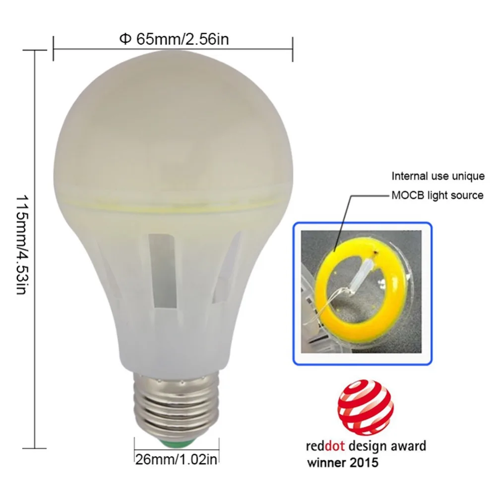 10WattMCOBLEDLightBulb360DegreesBeamAngleEquivalentto100W