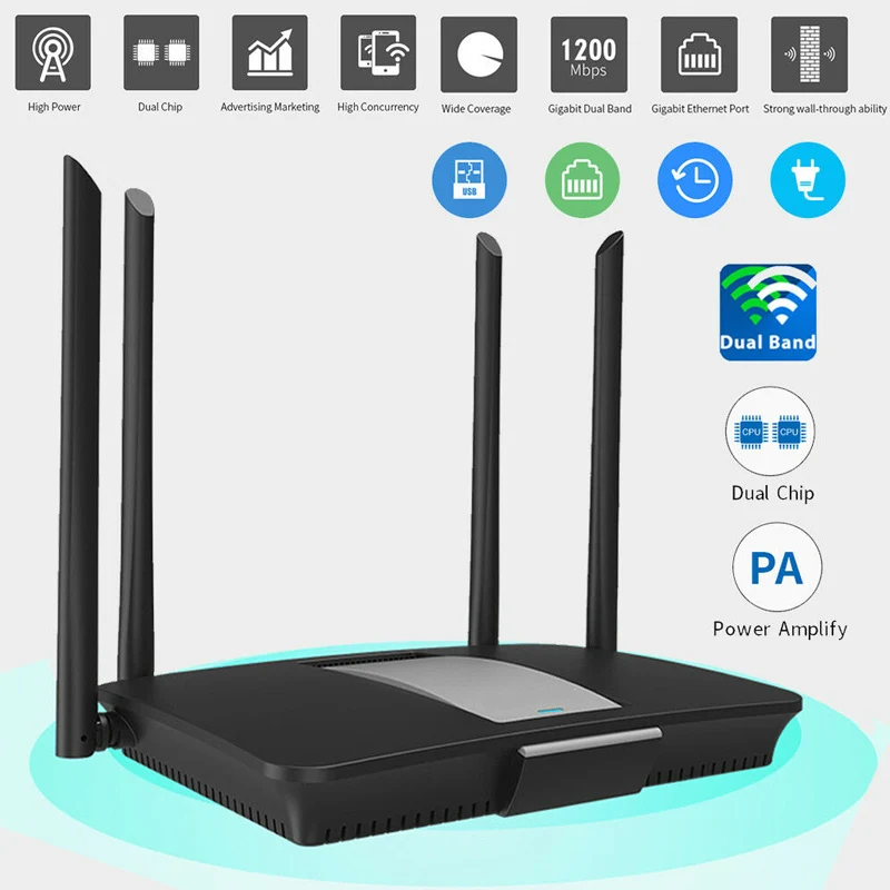 

1200Mpbs Wireless Router High Power Dual Band Wifi Network Router SL@88
