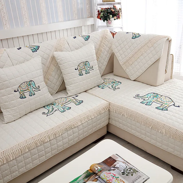 Beige Erfly Embroidered Sofa Cover Towel Decorative Beige Erfly Embroidered Sofa Cover Towel Decorative Modern Resistant Slipcover Seat Couch Covers
