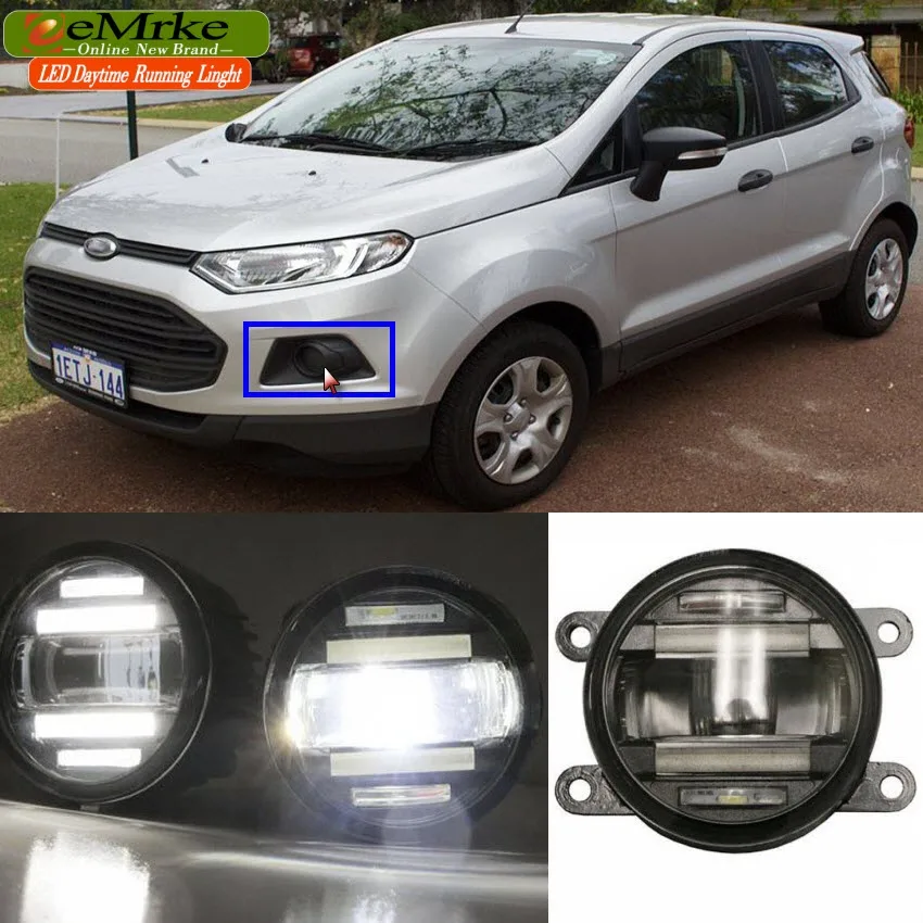 eeMrke Car Styling For Ford EcoSport 2013 up 2 in 1 LED Fog Light Lamp