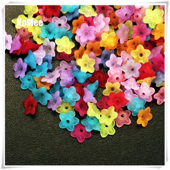 

500pcs 10*4mm small Transparent Acrylic Frosted Flower Beads Caps for DIY Craft Jewelry Making Findings Supplies Mixed Color