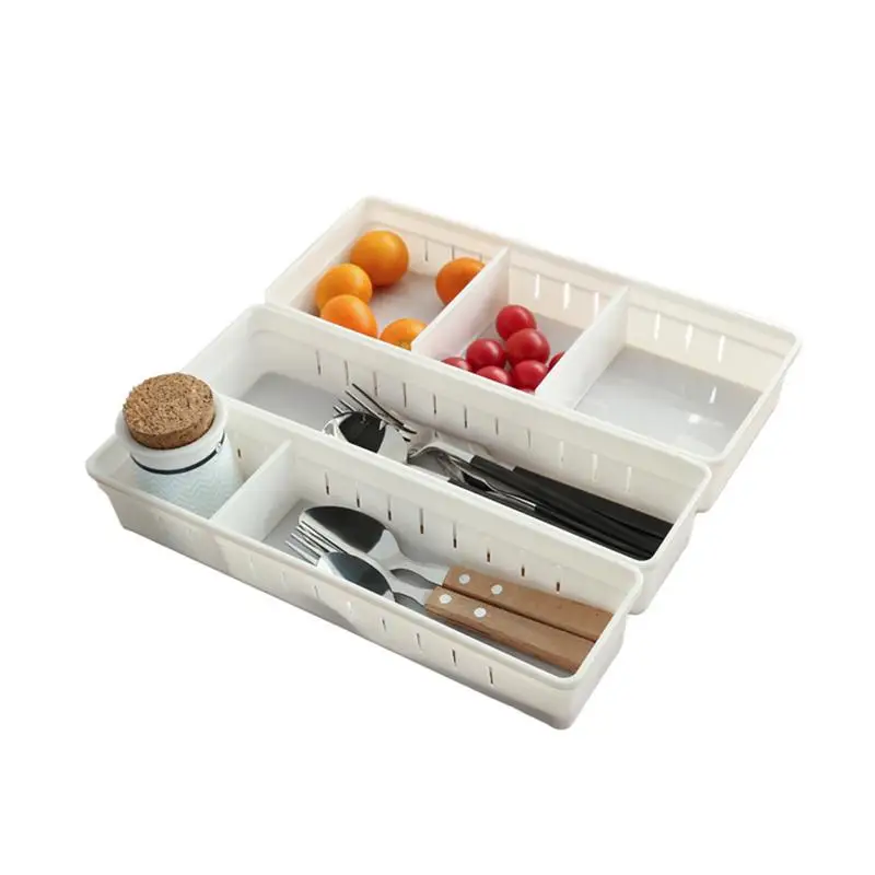 

1 pc Drawer Organizer Separate Simple Plastic Durable Finishing Box Tableware Storage Box Cosmetics Container for Office Kitchen