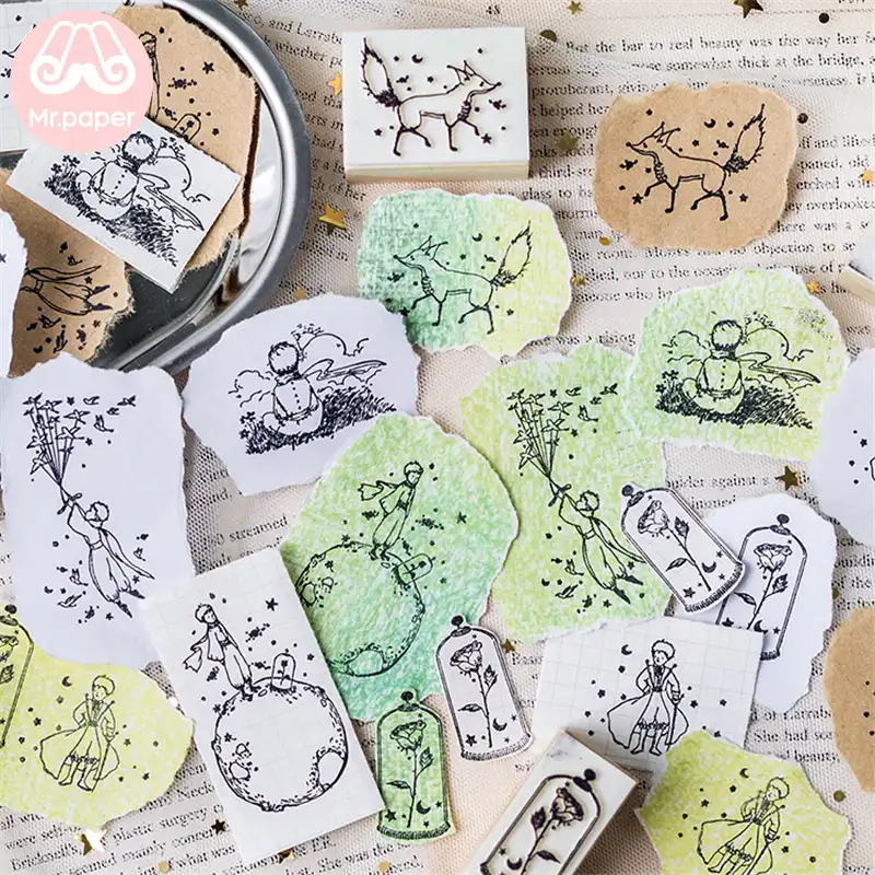 Mr Paper Dreamy Мультфильм Маленький принц Роза лиса деревянные и резиновые штампы для скрапбукинга украшения для самодельного изготовления стандартных деревянных штампов