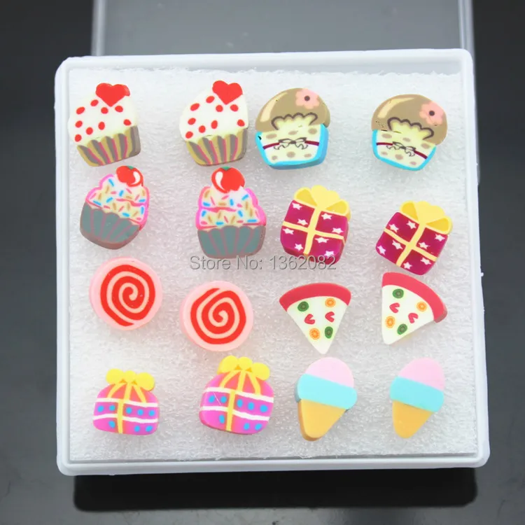 

Wholesale lot 8pairs Mixed Style Girl's Children Lovely Handmade Cake Food Fimo Polymer Clay Earrings Gift ME96