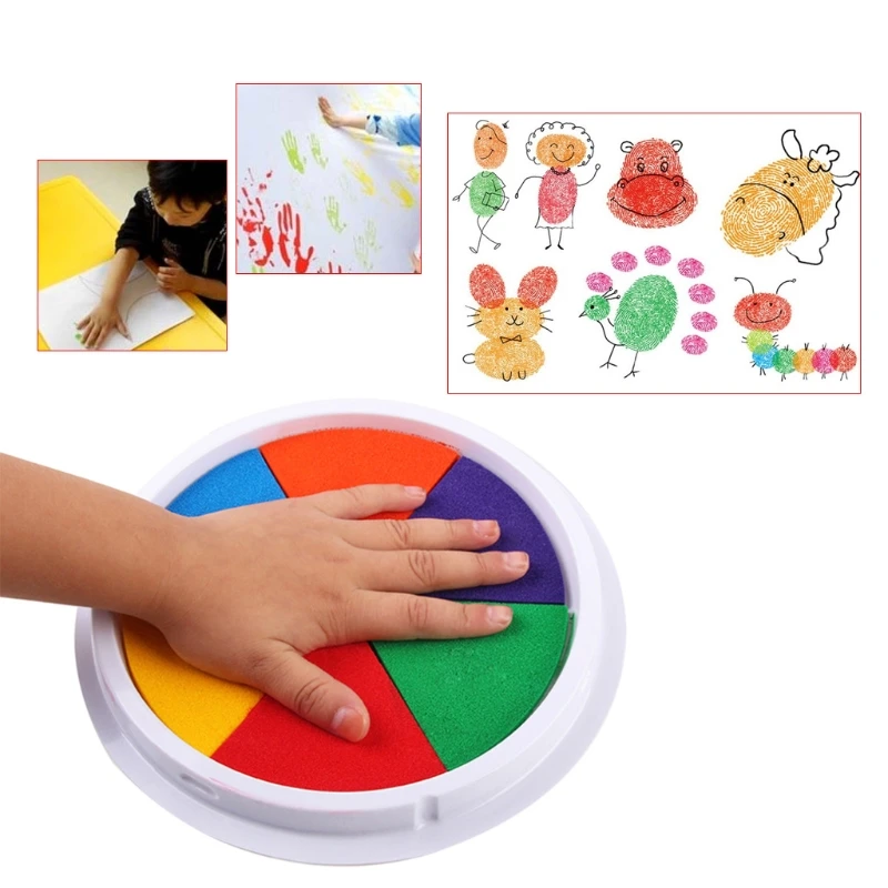 NEW 6 Colors Ink Pad Stamp DIY Finger Painting Craft Cardmaking Large Round For Kids Learning Education Drawing Toys