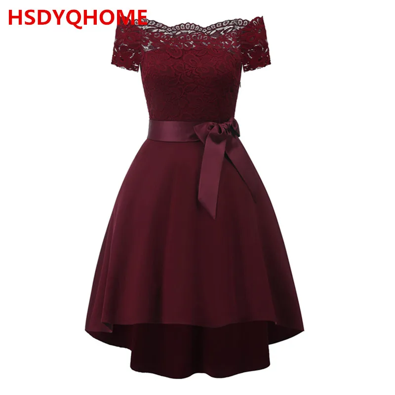 

2019 Summer Evening Prom dresses Short Lace Party dress Women's A-line Sexy Prom party gown