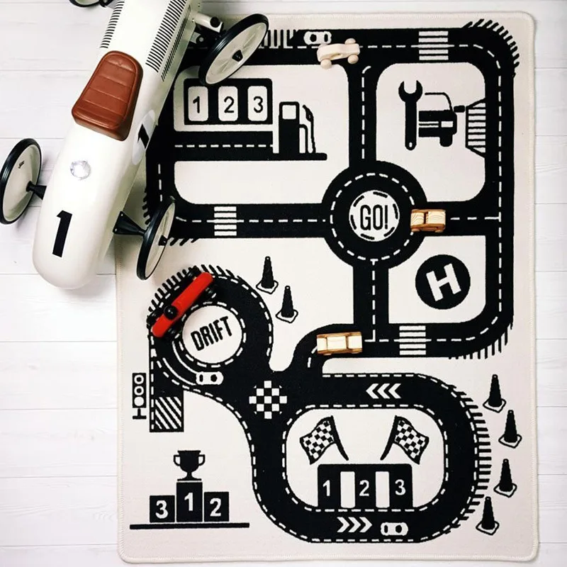 

INS Pure cotton Highway Play Game Mats Baby Crawling Blankets 90x140cm Rectangle Kids Floor Gym Play Carpet Kids Room Decoration