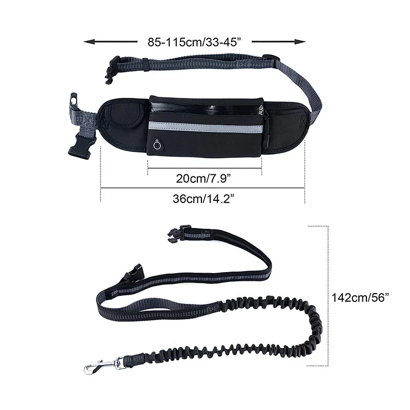 Adjustable Hands Free Dog Leash Waterproof Sport Running Pocket Waist Bag Retractable Walking Belt Jogging Pet Lead Belts (8)