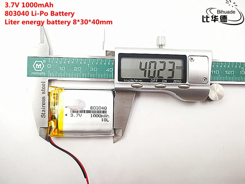 5 шт. литиевая батарея хорошего качества 3,7 V, 1000 mAH, 803040 полимерный литий-ионный/литий-ионная аккумуляторная батарея для игрушка, портативное зарядное устройство, gps, mp3, mp4