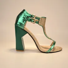 2015 Summer Novelty Strange Style Shoes Women zapatos mujer Cover T-tied Sparkling Glitter Women’s Chunky Sandals