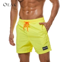 OEAK летние быстросохнущие шорты с карманами, прямые мужские повседневные шорты на шнурке, мужские шорты размера плюс, нейлоновые пляжные бермуды masculina