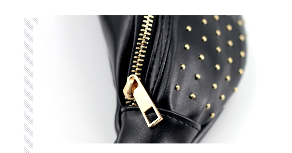 AIREEBAY заклепки Твердые Мини поясные пакеты женские модные повседневные черные поясные сумки винтажные женские кожаные поясные сумки маленькие нагрудные сумки