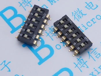 

100pcs/lot 2.54MM 6 bit 6 gear 2.54 flat dial switch encoding IC switch patch dial switch gold foot Original toggle switch
