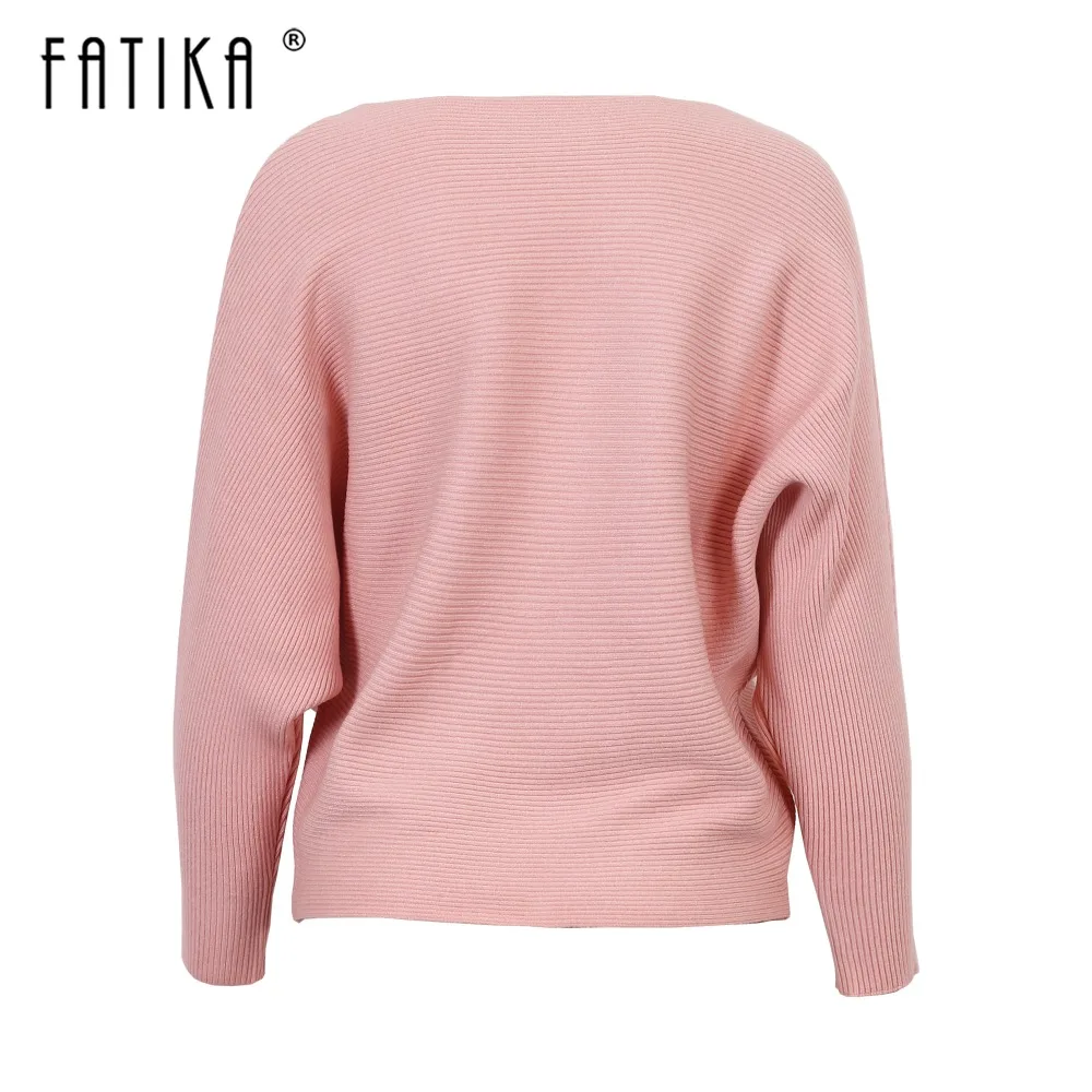 FATIKA Winter Hot Fashion Women's Sweaters And Pullovers Batwing Sleeve Slash Neck Knitted Sweaters Casual Loose Jumper Tops