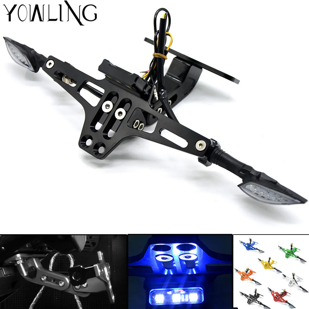 Motorcycle License Plate Bracket Licence Plate Holder Number Plate Hanger Tail Tidy Bracket with Led Turn Lights For Sport Bike