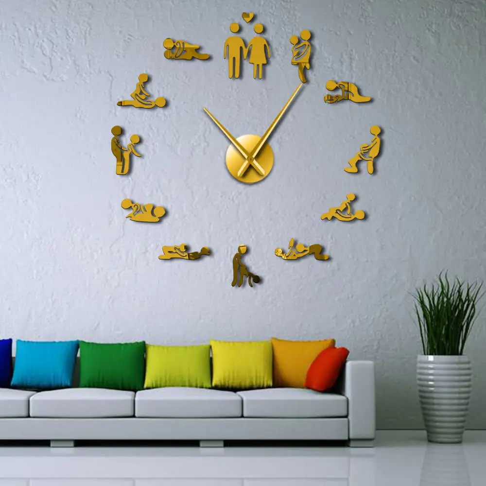 Juego de despedida de soltera Sexy Kama Sutra DIY adultos habitación decorativo gigante pared reloj sexo amor posición sin marco gran reloj de pared arte Juego de despedida de soltera Sexy Kama Sutra DIY adultos habitación decorativo gigante pared reloj sexo amor posición sin marco gran reloj de pared arte