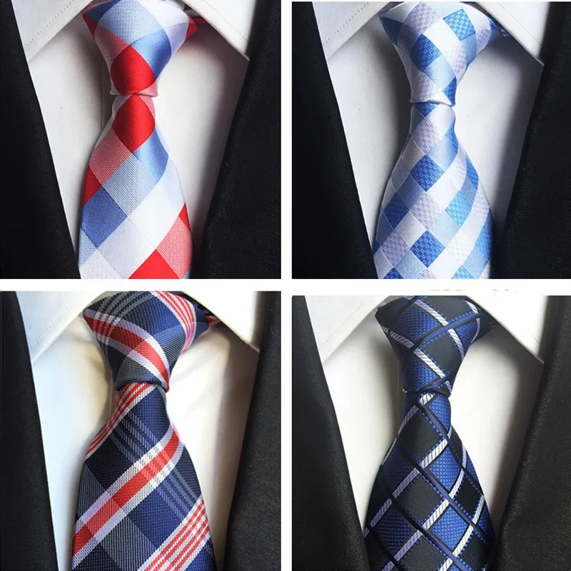 Classic Polyester jacquard Mens Ties New Design Neck 8cm Plaid&ampStriped for Men Formal Business Wedding Party Gravatas | Аксессуары