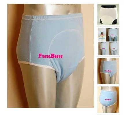 Free Shipping FUUBUU2101-BLUE-L  Unisex incontinence briefs + Waterproof pants physiological health pants leakproof wall