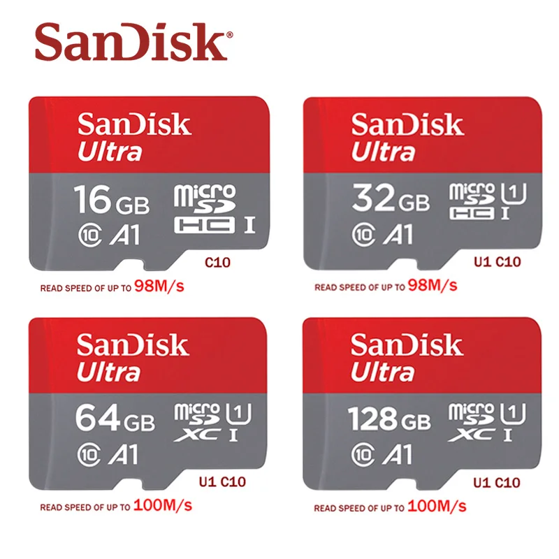 Карта памяти Micro SD SanDisk 16 ГБ 32 ГБ 64 Гб 128 Гб MicroSD Max 100 м/с Uitra C10 256 ГБ TF карта 200 ГБ 400 Гб cartao de memoria