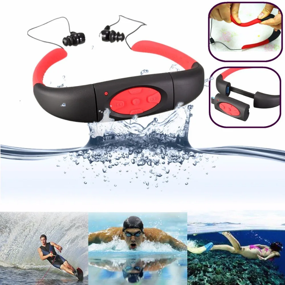 Продажа Ihens5 IPX8 водонепроницаемый 8 Гб подводный спорт MP3 музыкальный плеер шейные стерео наушники Аудио гарнитура с FM для дайвинга плавания