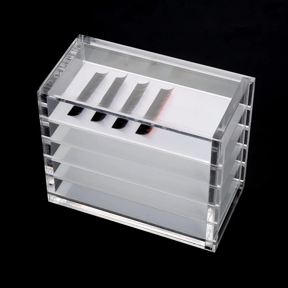

5 Layers Plastic Eyelash Storage Box Makeup Display Container Eyelashes Glue Pallet Holder Case Grafting Eyelash Transparent Box