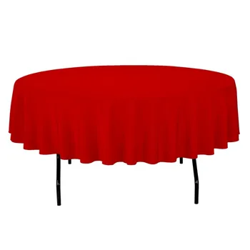 

HK DHL Stain Feel 90 inch/230cm Polyester Round Tablecloth RED for Wedding 5/Pack