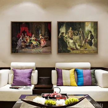 

classical court figures aristocratic palace canvas printings oil painting printed on cotton home wall art decoration picture
