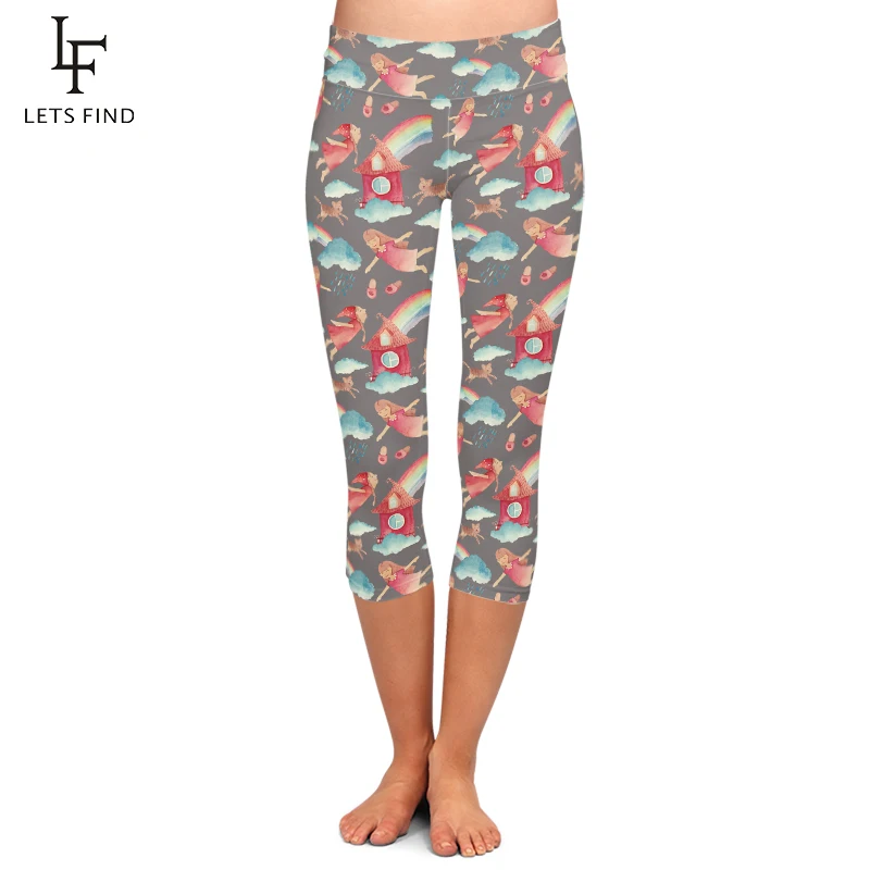 LETSFIND Fashion Summer Style Digital Printing Fitness Legggings High Waist Capri Pants Plus Size Mid-Calf 3/4 Casual Leggings LETSFIND Fashion Summer Style Digital Printing Fitness Legggings High Waist Capri Pants Plus Size Mid-Calf 3/4 Casual Leggings