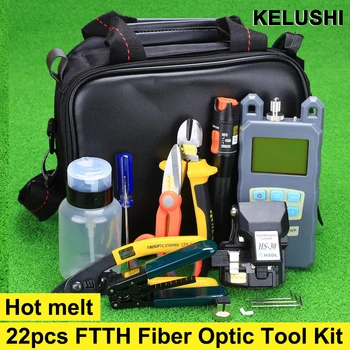 

22pcs/set FTTH Fiber Optic Tool Bag with HS-30 Fiber Cleaver Optical Power Meter Visual Fault Lcator 10km