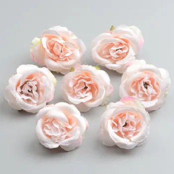 

50pcs Artificial Peony Pink Silk Flower Heads For Wedding Home Decoration DIY Headmade Scrapbooking Wreath Cheap fake flowers