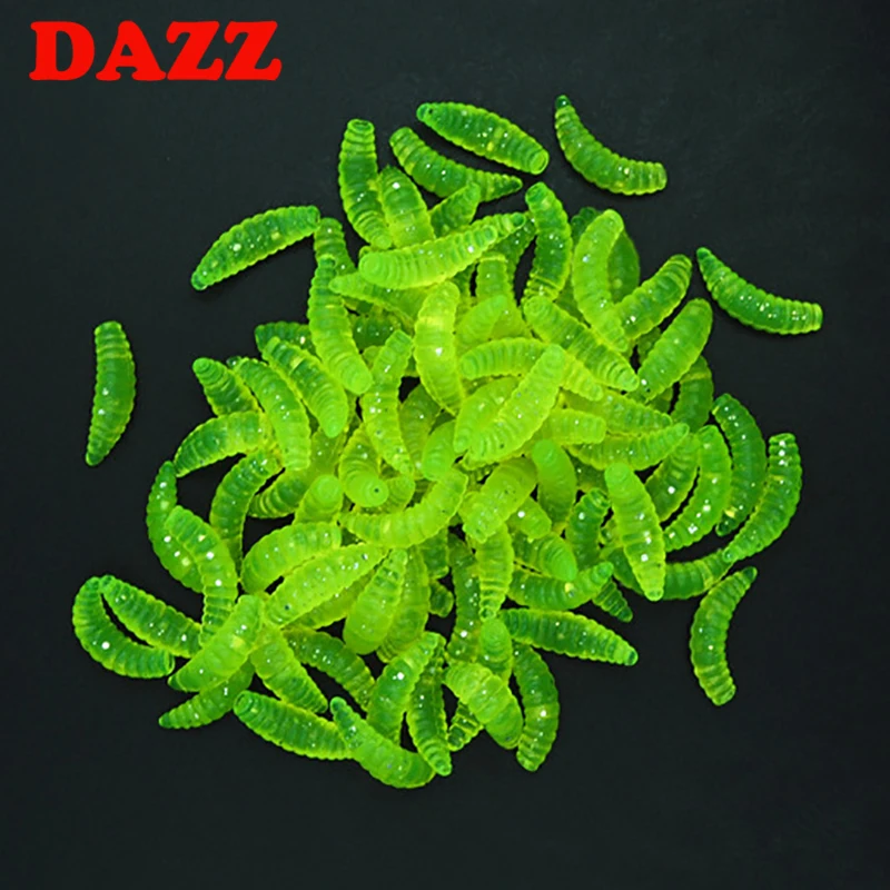 

10pcs 2cm/0.4g Soft Fishing Lure Mealworms Worms Glow Silicone Fishy Fishing Bait DAZZ