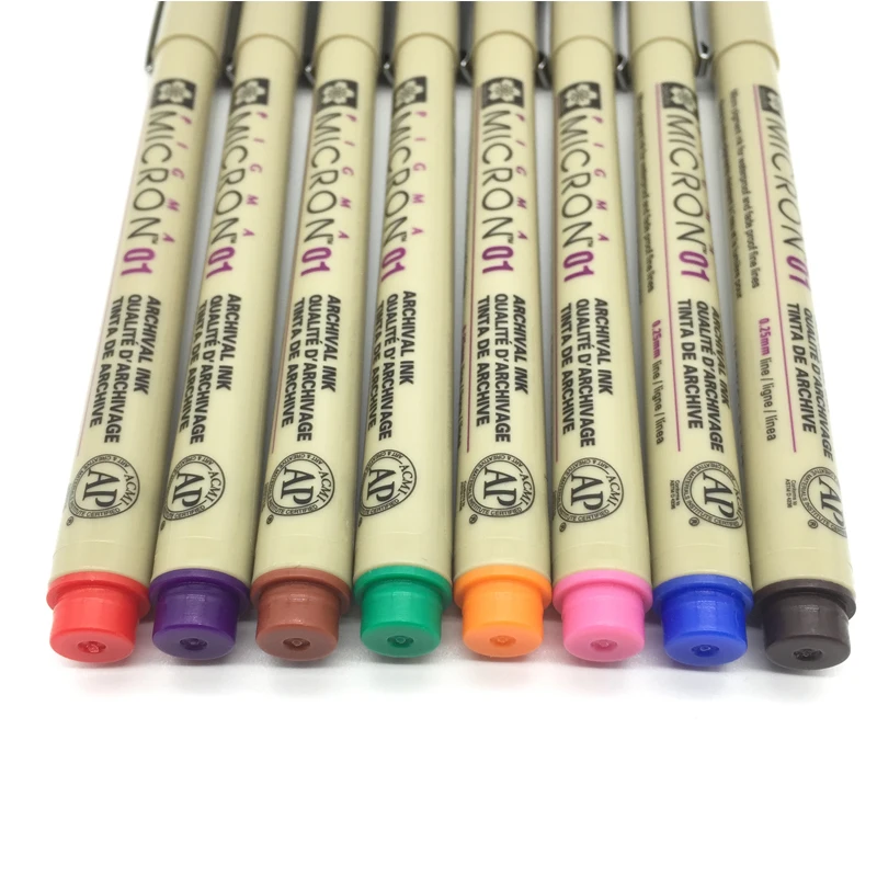 Set of 8/14colors Pigma Micron Liner 0.25mm 0.45mm Fineliner Drawing Marker Pen Student Art Supplies – Speckled