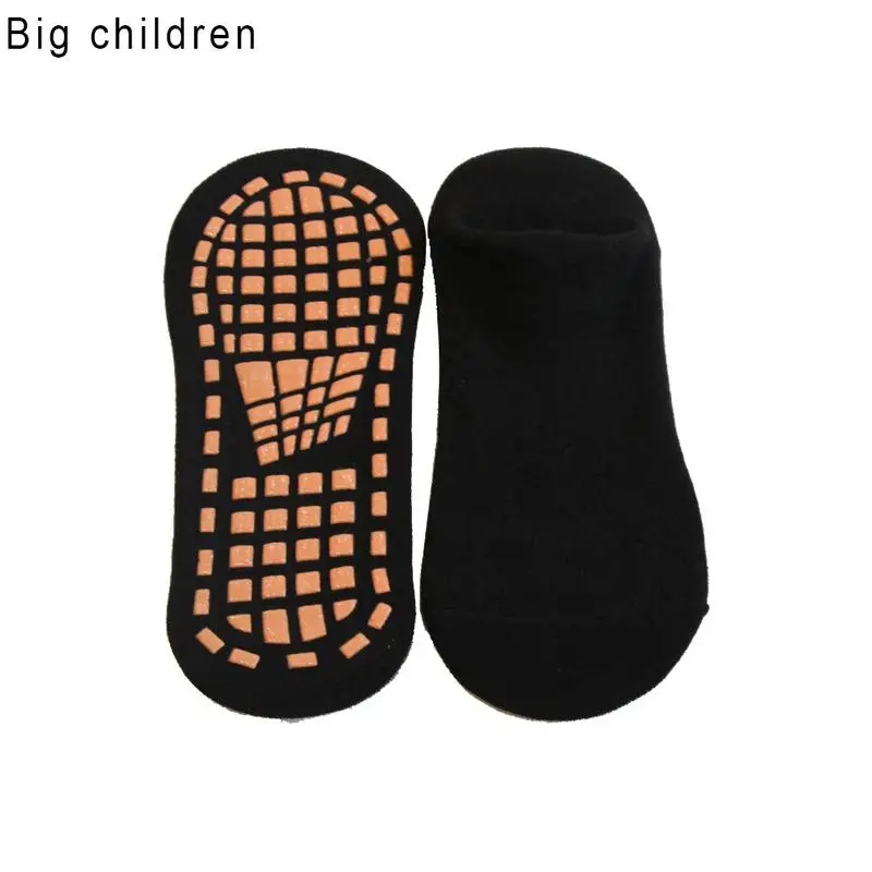 1 пара хлопковых Противоскользящих носков с батутом детские носки для занятий йогой и балетом для взрослых носки для улицы Защита ног - Цвет: Kids Black