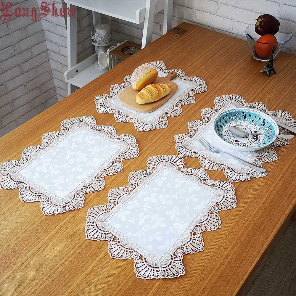 1Lot/4pcs 28x35cm Quality Jacquard Cloth Embroidered Lace Trim