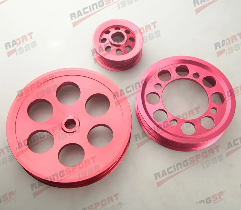 

Light-weight Crank Pulley Kit For T-o-y-o-t-a Supra 3.0 V6 JZA80 3 Pulley Red