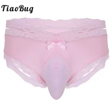 Мужское нижнее белье TiaoBug, низкая посадка, открытая спина, кружевная Цветочная сетка, мешочек, Эротические трусики для Сисси, сексуальное мужское нижнее белье, гей-стринги, трусы