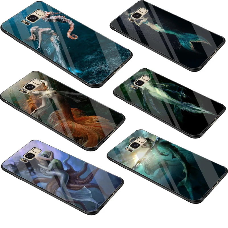 Desxz Mermaid Glass Case For Samsung Galaxy S7 Edge S8 S9 Plus Note 8 9 S10 Cover DIY Mirror |