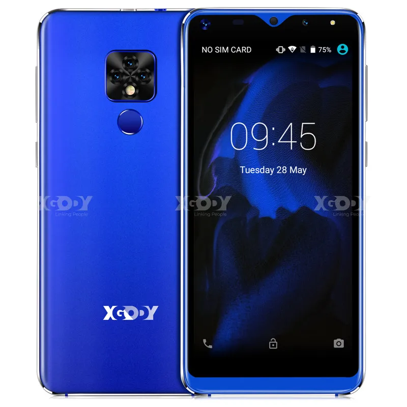 Xgody mate 20 мини мобильный телефон Android 9,0 2500 мАч мобильный телефон четырехъядерный 1 Гб+ 16 Гб 5,5 дюймов 18:9 экран Двойная камера 3g смартфон - Цвет: Синий