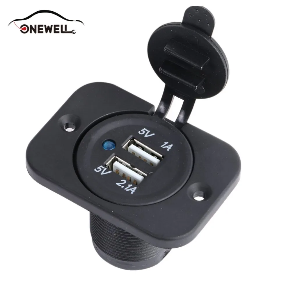 

ONEWELL 12V Car Universal Waterproof Dual 2 USB Car Cigarettes Lighter Socket Splitter Charger Power Adapter Outlet 3.6cmX5cm