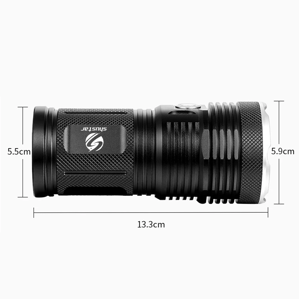 Powerful LED Flashlight with 18 x T6 LED Lamp bead waterproof searchlight Wide range Use 4 x 18650 battery of lighting