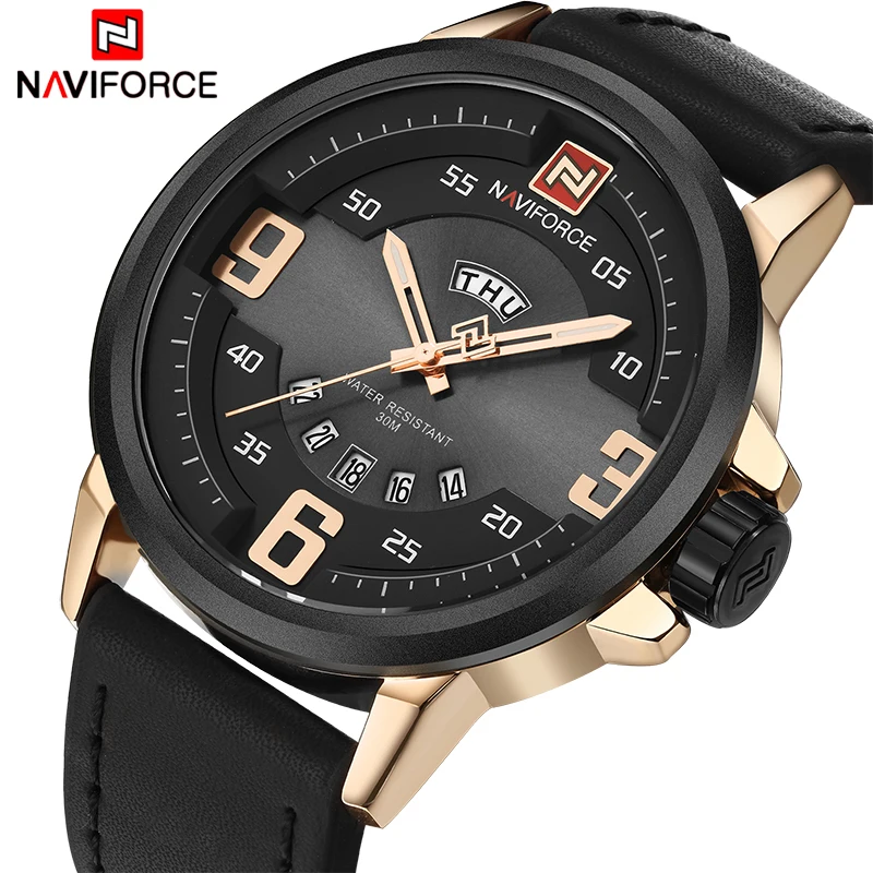 

2017 NEW NAVIFORCE Fashion Brand Men Sports Watches Men's Waterproof Leather Quartz Clock Man military Watch Relogio Masculino