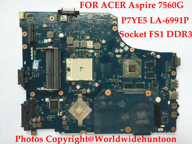 Оригинальная материнская плата для ноутбука ACER Aspire 7560G P7YE5 фоторазъем FS1 DDR3 HD6600M 1G