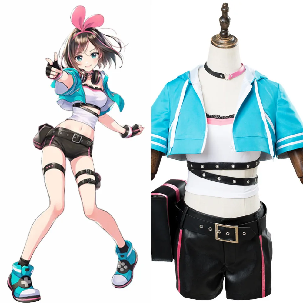 Костюм для косплея Kizuna AI виртуальный Youtuber A.I.Channel топы и шорты костюм на Хэллоуин |