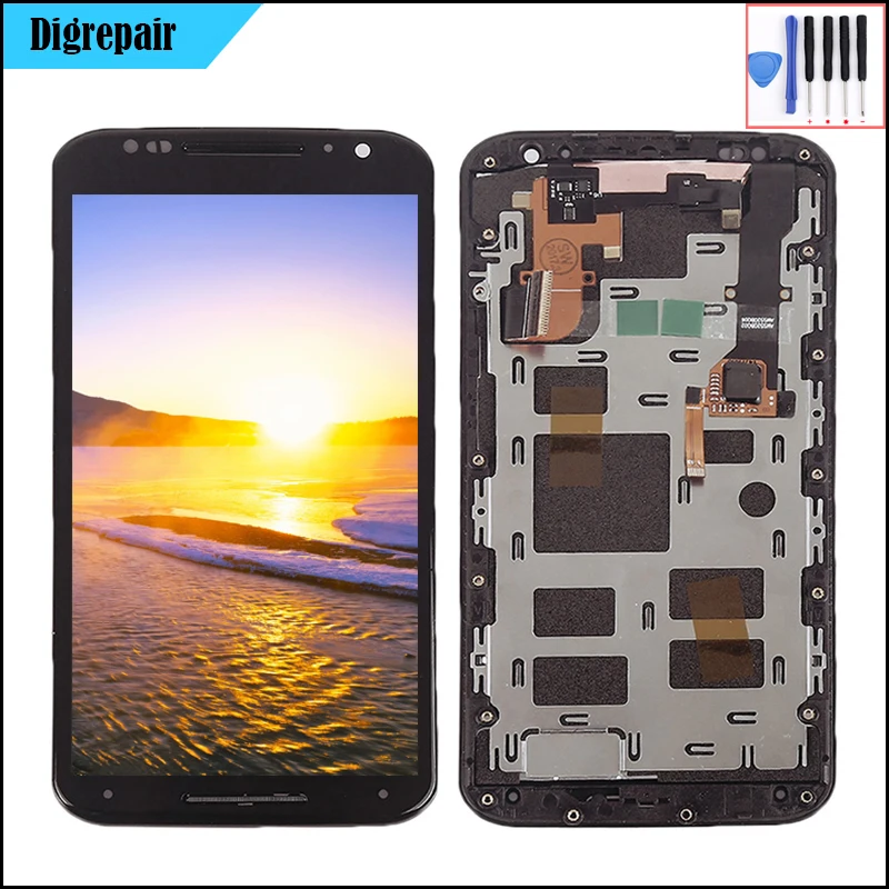 

Black For Motorola Moto X2 Xt1092 Xt1095 Xt1097 LCD Display Touch Screen with Digitizer Bezel Frame Assembly Replacement Parts